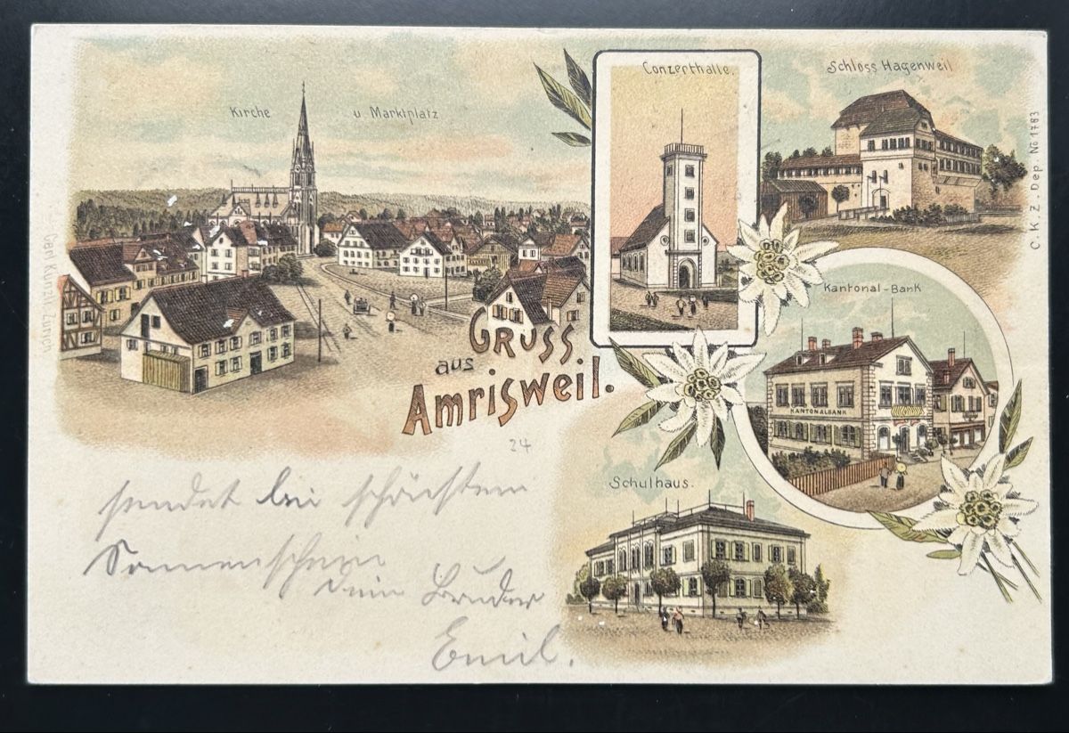 Cartoline postali: Gruss aus Amriswil Litho  – Usato da Horw venduto da Tellbub