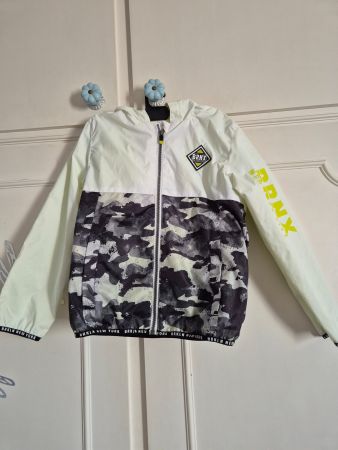 Kapuzenjacke div. Grautöne/weiss, Gr. 128, leicht gefüttert
