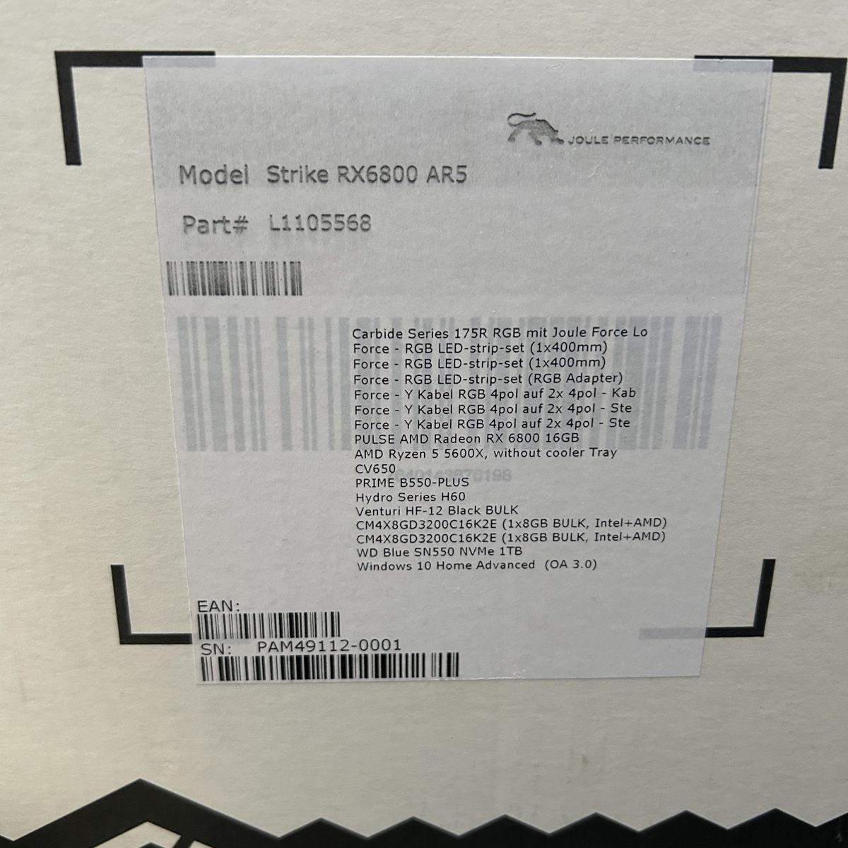 Amd PC: Joule Performance Strike RX6800 AR5 Gaming PC (1/1) – Nuovo (secondo la descrizione) da Untersiggenthal venduto da sinamoll 9