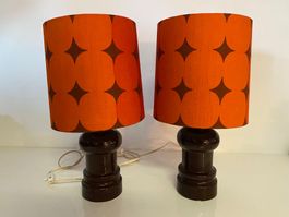 2 Retro Tischlampen aus den 60er Jahre, Orange Rot Braun