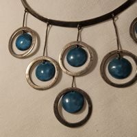 Vintage Silber Email Halsschmuck Collier 70er Jahre Handmade
