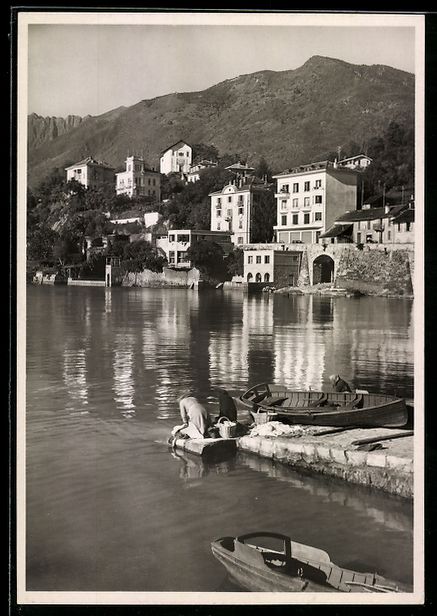 Cartes postales: AK Ascona, Uferpartie mit Booten, 1957 – D'occasion à Berlin par bartko-reher