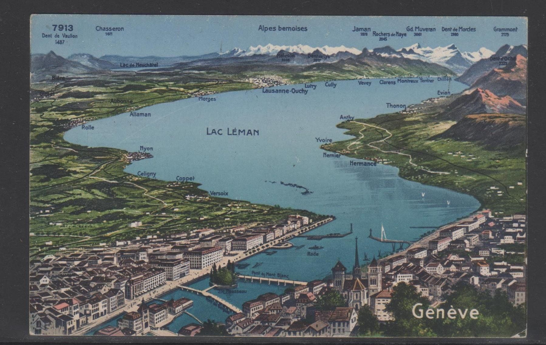Ansichtskarten: Carte postale Genève 1918 – Gebraucht aus Remetschwil von Hofiii
