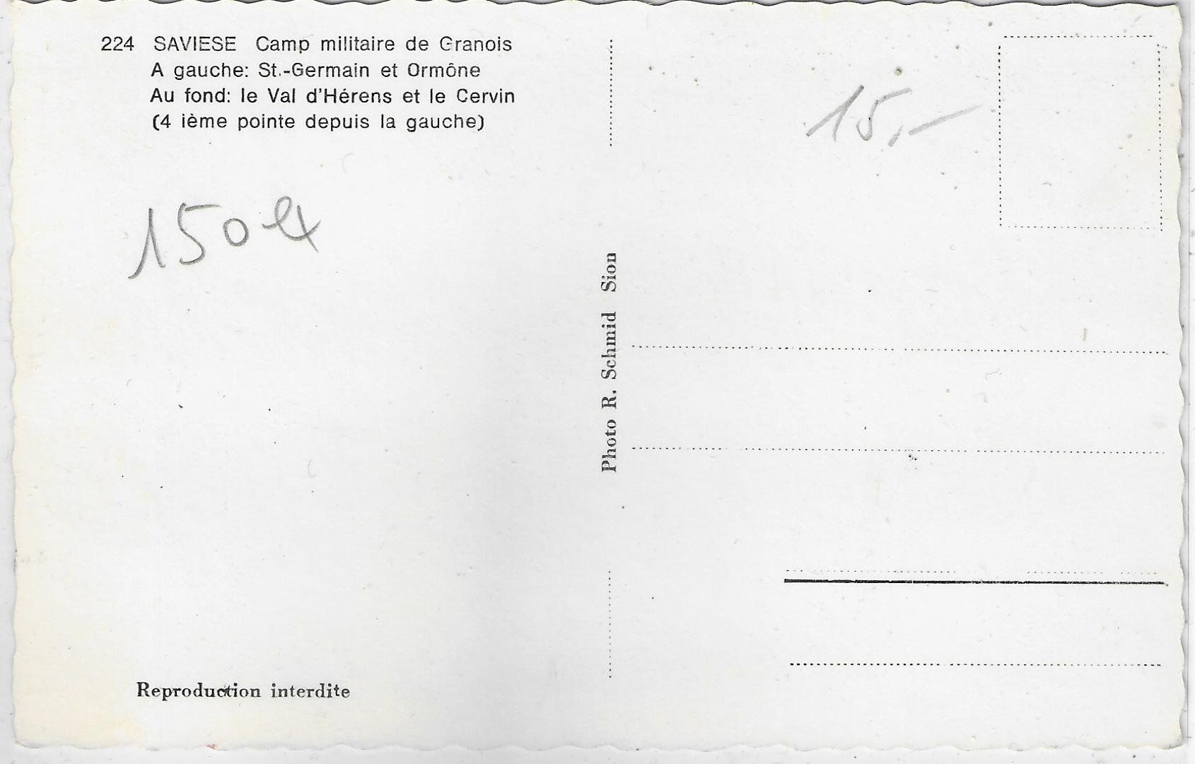 Cartoline postali: Saviese - Camp militaire de Granois – Usato da Ettingen venduto da Kartenplanet 1