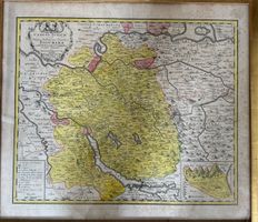 Gabriel Walser; Karte des Kantons Zürich 1765; gerahmt 68×60