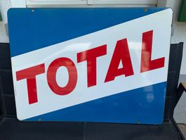 TOTAL Schild Emailschild beidseitig, 1965, Dachbodenfund