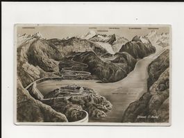 AK ca.1930 Grimsel Relief mit Rhonegletscher Stempel