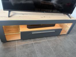 TV-Board Holzoptik grau mit Beleuchtung guter Zustand