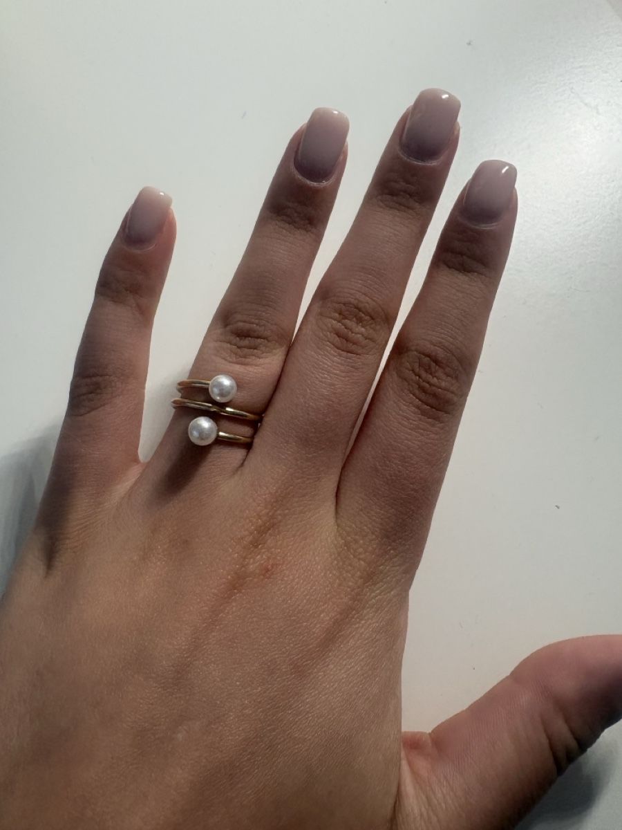 Anelli: Zierlicher Ring mit 2 Perlen Gold-Look – Nuovo (secondo la descrizione) da Winterthur venduto da nik_pr58