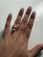 Zierlicher Ring mit 2 Perlen Gold-Look