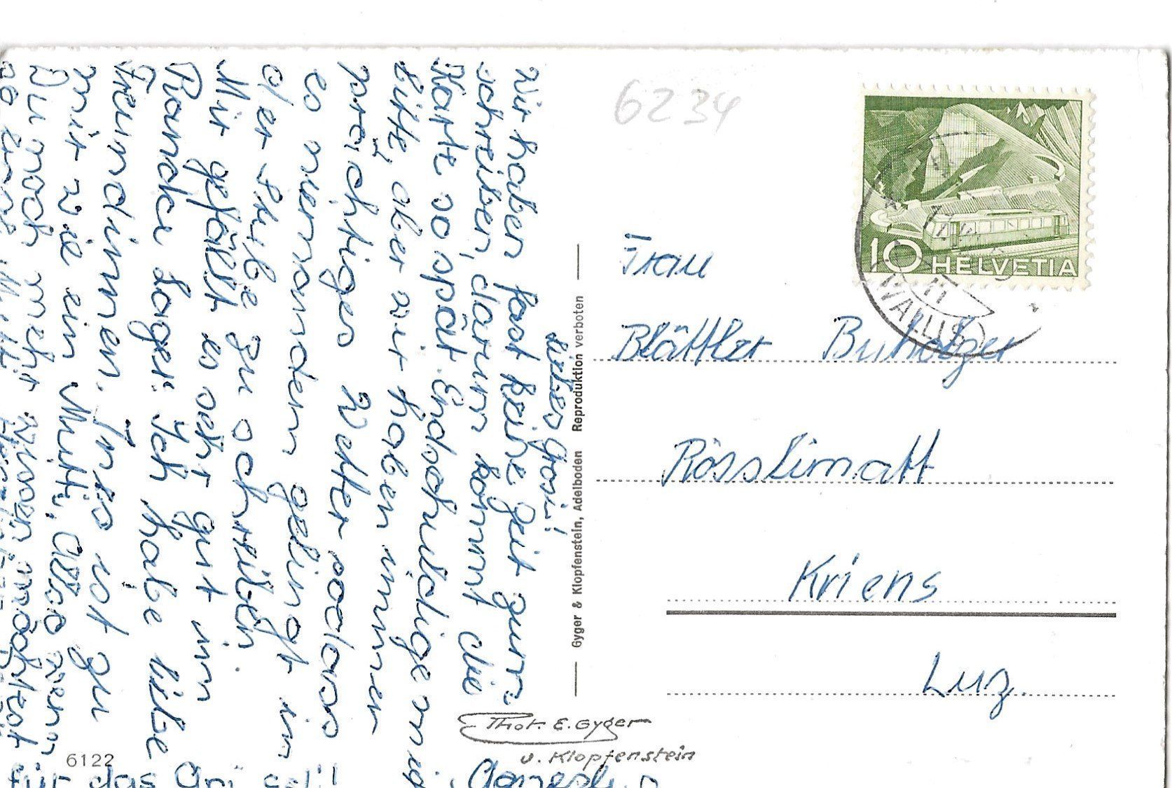 Cartoline postali: E. Gyger, Randa, Wallis – Usato da Frauenfeld venduto da Merk52 1