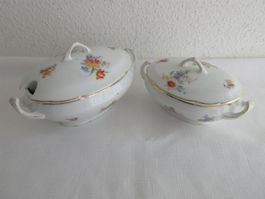 2 ovale Schalen mit Deckel
