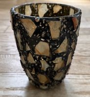 Windlicht oder Vase mit Glasmosaik, Vintage