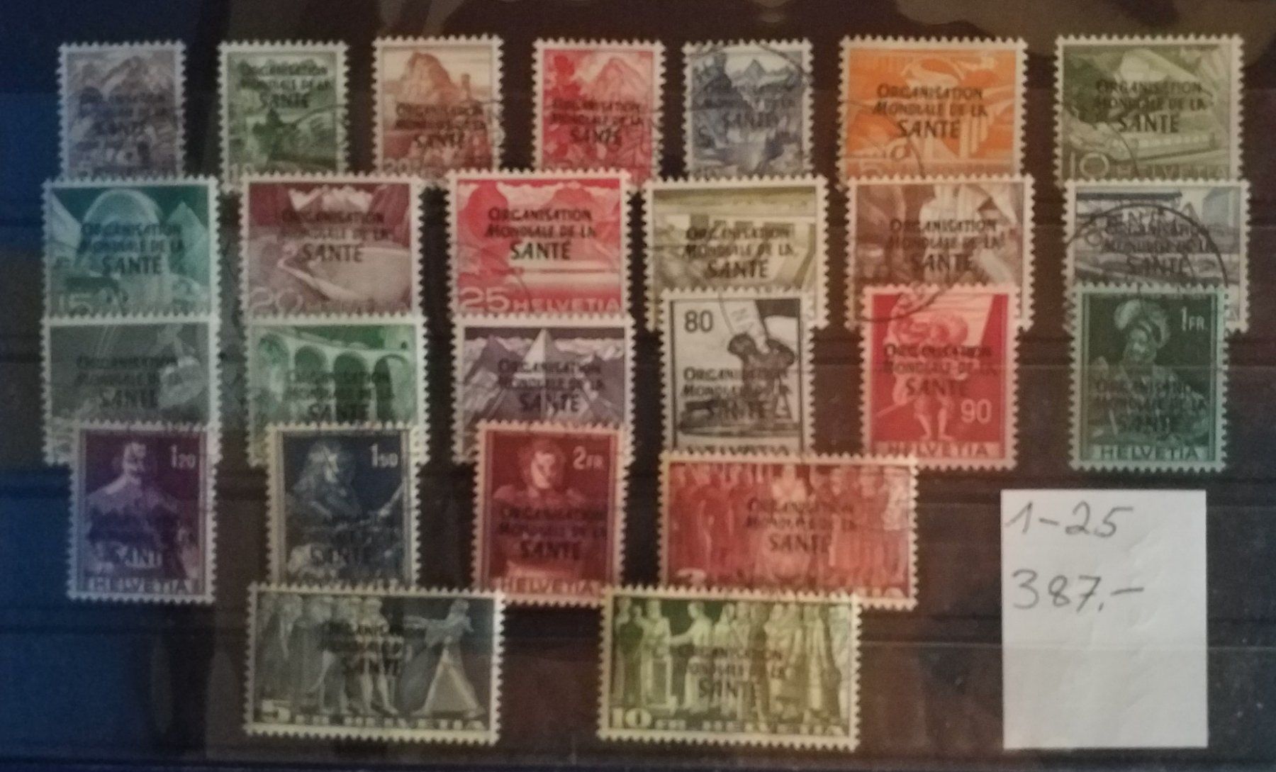 Tous les timbres: 1-25, Ämtermarken mit sauberem Eckstempel Kt. 387.- – Neuf (Voir description) à Baden par Eggi