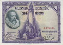20 Banknoten Spanien 100 Pesetas von 1928
