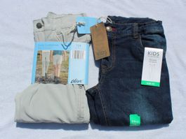NEU *** 2 Hosen Jeans+Trekking Zipp 134 *** Neu