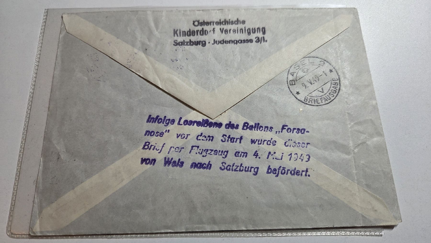 Tutti i francobolli: 1949 2. Oest. Ballon Post Flug Kinderdorf – Usato da Arni AG venduto da Moth68 1