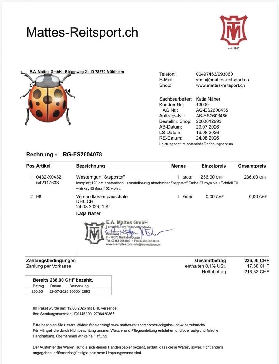 Accessori: WESTERNGURT MATTES LAMMFELLBEZUG – Nuovo e nell'imballaggio originale da Neuenhof venduto da Lara923 6