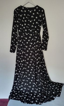 Schwarzes Maxikleid mit weissem Sternenmuster Gr. S