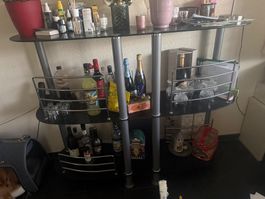 Meuble bar verre noir et pieds gris état correct