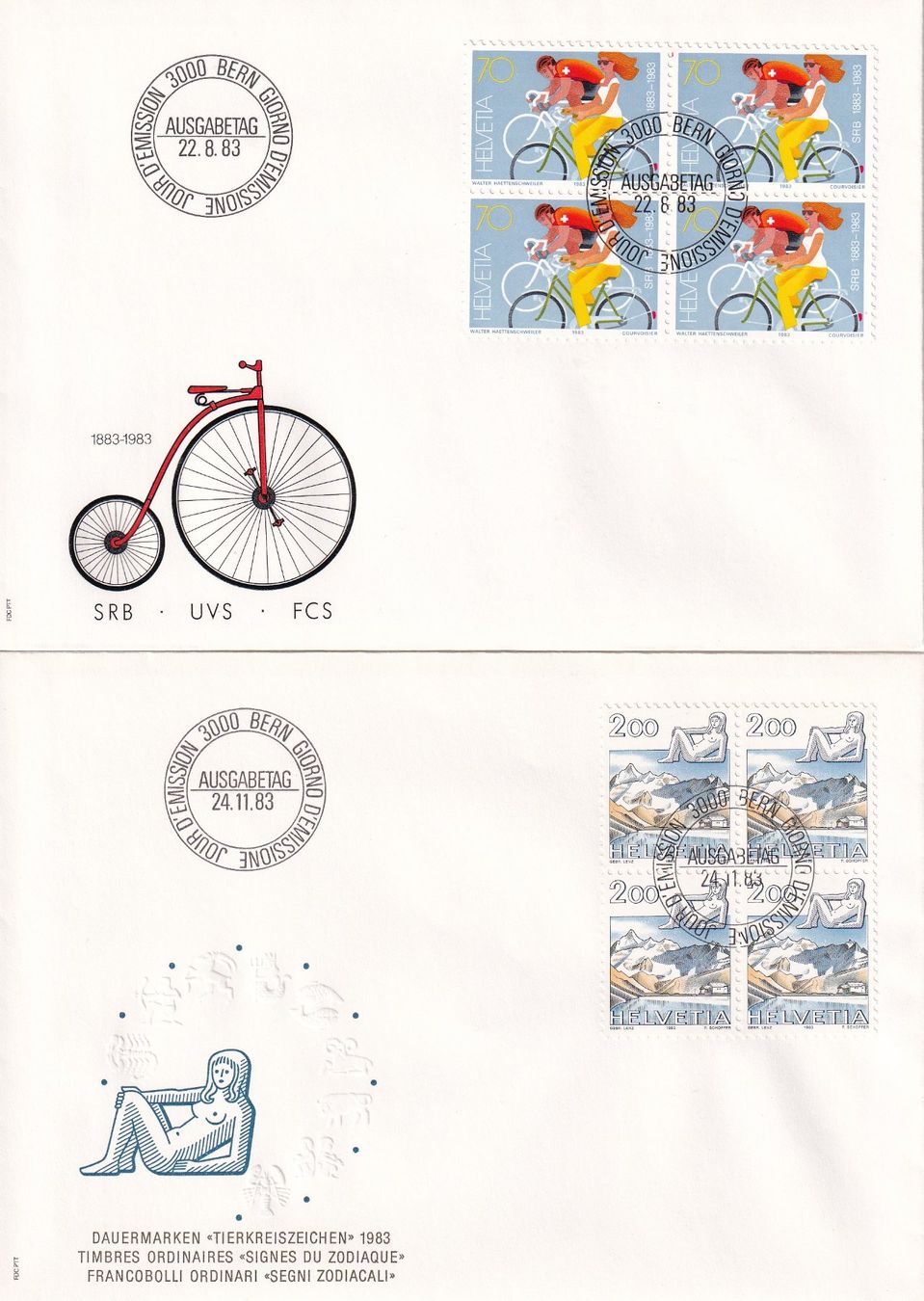 Alle Briefmarken: Lot 10 Briefe FDC 4er Block  1983 – Gebraucht aus Rossa von becky05 4
