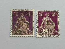 Helvetia mit Schwert, #136 & #136a, gestempelt