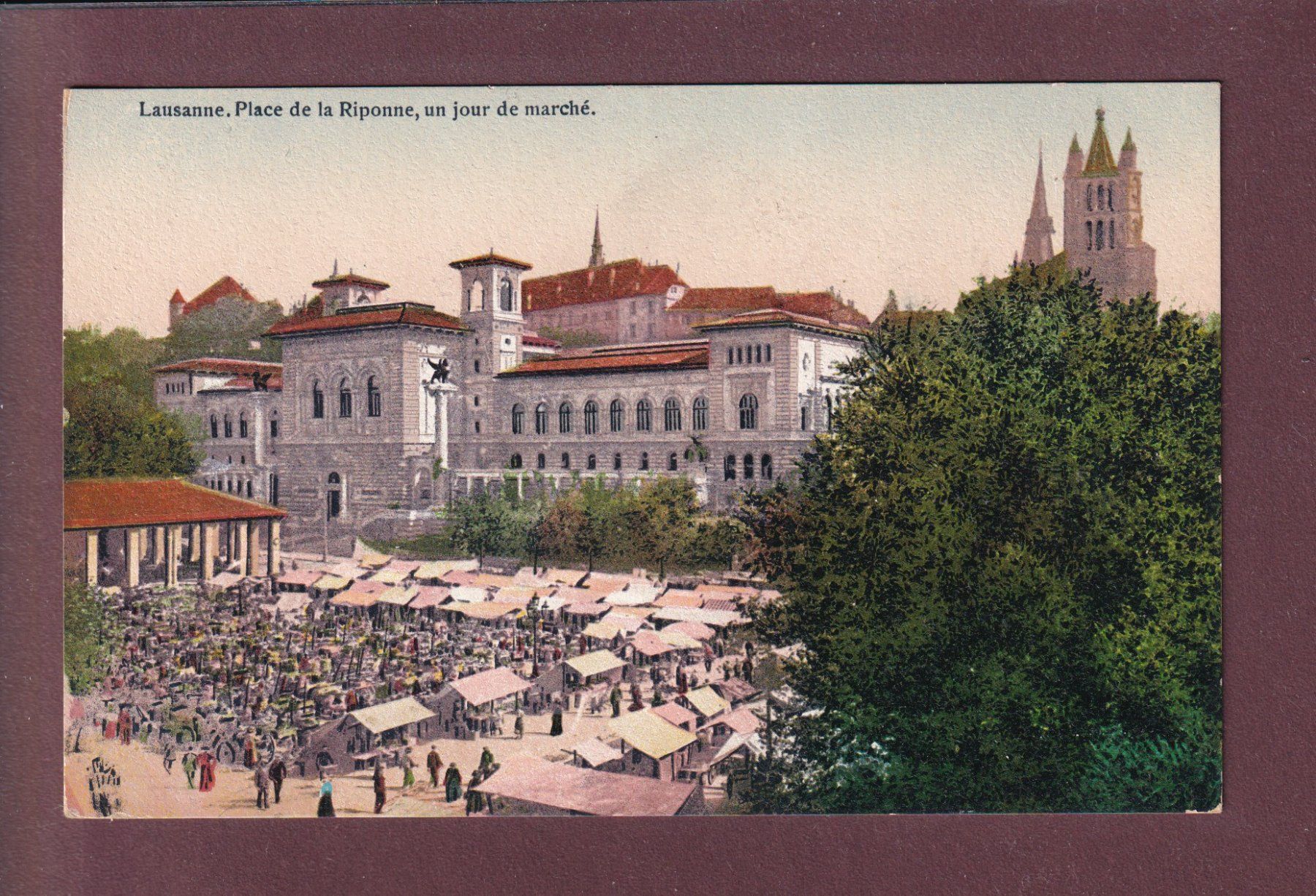 Cartoline postali: LAUSANNE - Riponne - Marché – Usato da Pully venduto da nicecards