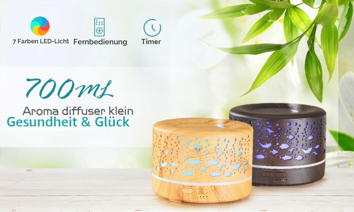 Duftöldiffusoren: Aroma Diffuser 700ml mit Timer, Holzoptik braun – Neu und originalverpackt aus Basel von Seifehuesli 9