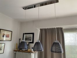 Hanging lamp three lights modern chrome metal used
