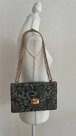 Tasche grau/gold mit Schmetterlingen