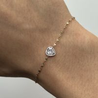 18KGP Fossil Solitär Herz Armkette