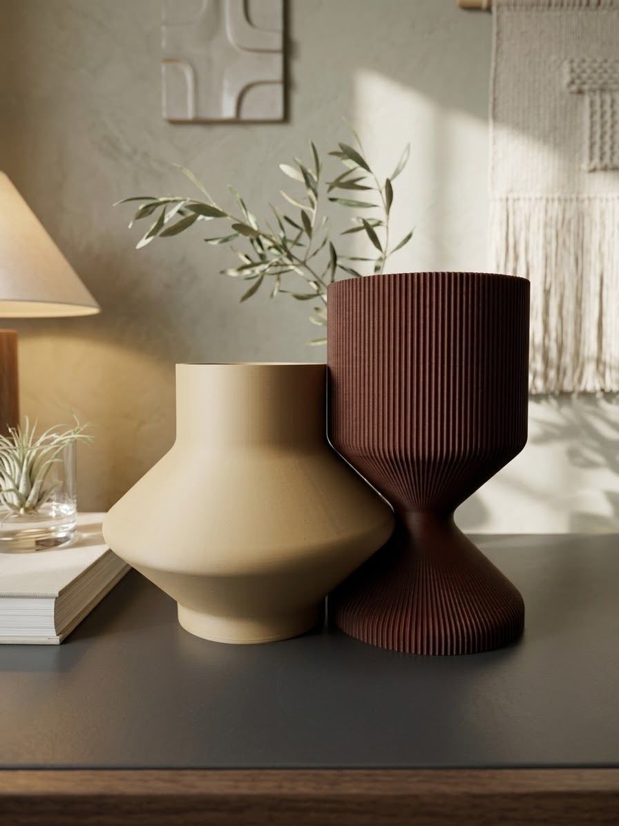 Vasen & Gefässe: Set 2 Cache-Pots Design Scandinave 3D / Duo Vases – Neu und originalverpackt aus  von  1