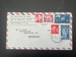 Flugbrief 1957 Davis  USA-Schweiz   (G931)