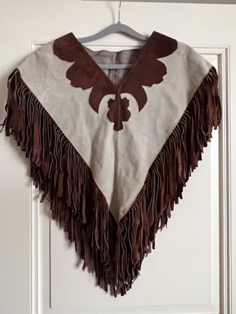 Wildleder Poncho mit Fransen, Western Style , Einheitsgrösse