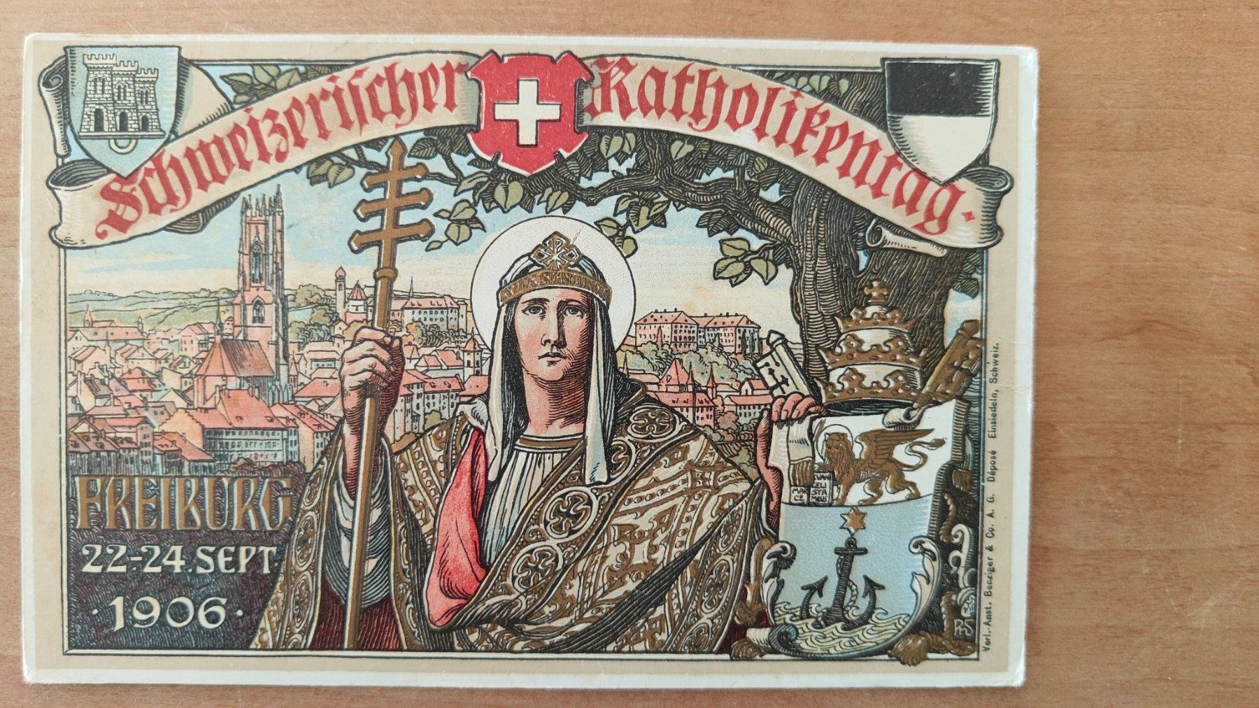 Cartoline postali: Schweizerischer Katholikentag Freiburg 1906 – Usato da St. Erhard venduto da Chaeferli6