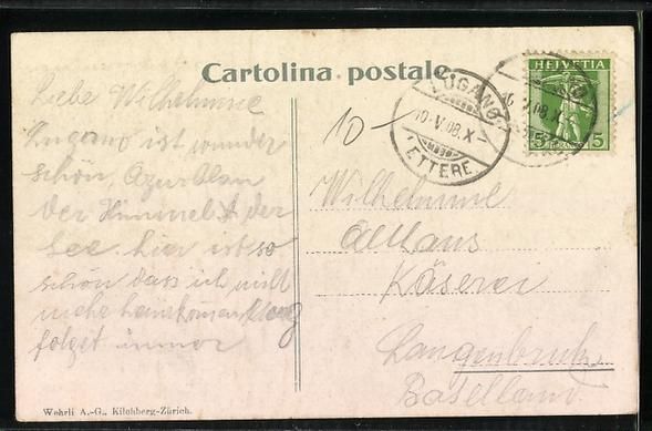 Cartoline postali: Lugano, Lago di Lugano, Panorama mit Boo – Usato da Berlin venduto da bartko-reher 1
