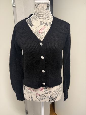 Neuer luxuriöser Cardigan von Hallhuber, schwarz mit Tag, S