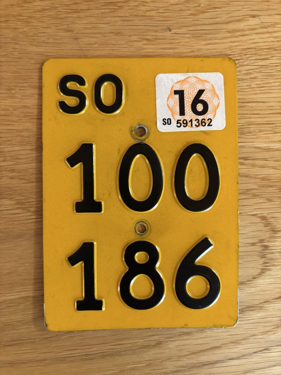 Puch Schilder: Mofanummer Nummernschild Mofa Töffli Solothurn SO 100 186 – Gebraucht aus Grosswangen von Jumbo1983