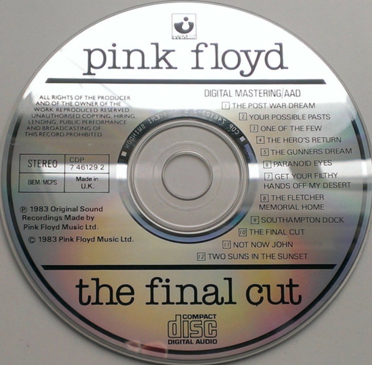 CD: Pink Floyd - The Final Cut – Usato da Brunnen venduto da Barfly5 2