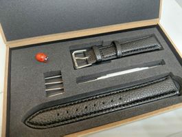 Bracelet de montre en cuir noir kit complet neuf  18 mm