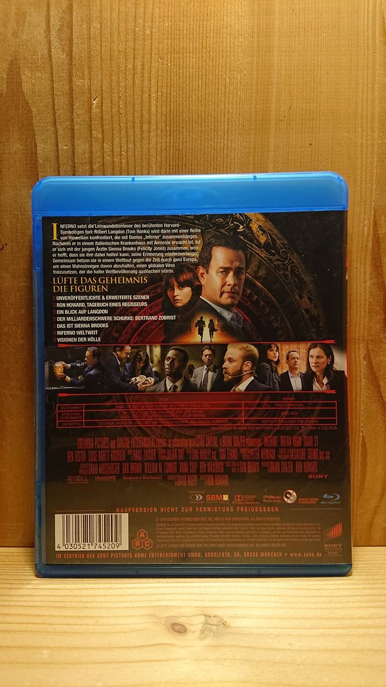 Tutti i DVDs: INFERNO Blu-Ray mit Tom Hanks – Usato da Wilderswil venduto da Exebub 1