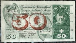 Schweizer 50-Franken-Note, 1961 Jahre, Top Zustand!