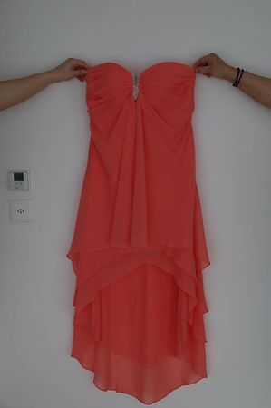 Festliches Chiffon Kleid Gr. S  Lachs / Koralle (wie neu)