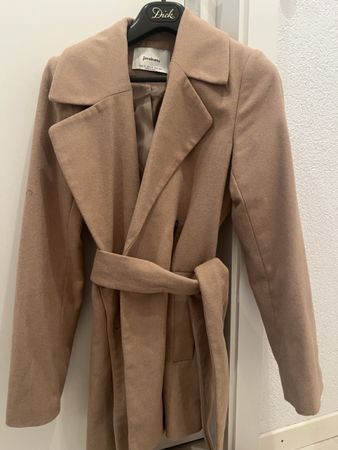 Elegant Beige Stradivarius Coat, Size S - Great Deal