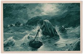 Kunst-AK, H. Zeytline, Gestrandetes Schiff