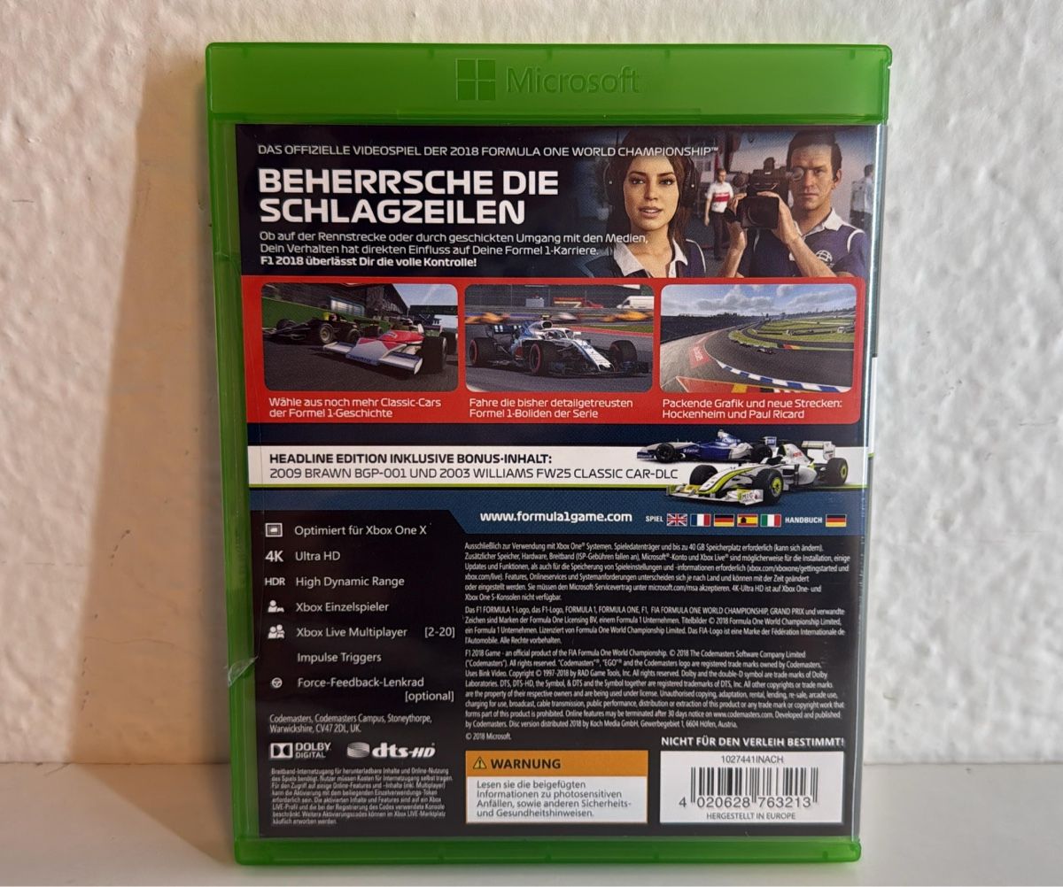 Microsoft Giochi: F1 2018 Headline Edition - Xbox One - Racing Game - Good! – Usato da Ehrendingen venduto da bubulence 1