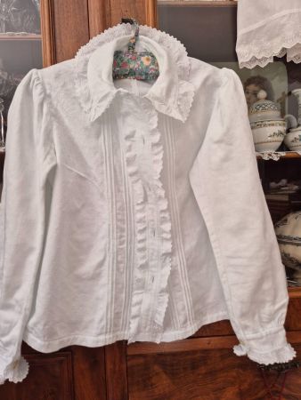 Damen Trachten Bluse weiss antik
