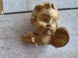 goldener Engel Holz Putte 8 cm