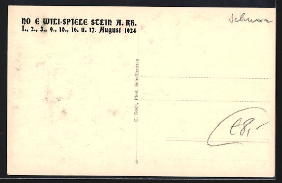 Cartoline postali: Stein a. Rh., No e Wili-Spiele 1924, The – Usato da Berlin venduto da bartko-reher 1