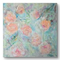 Originalgemälde mit Rosen, Leinwand 100x100 cm, Unikat!